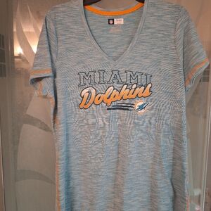 Team Apparel Miami Dolphins Light Blue V-Neck Tee